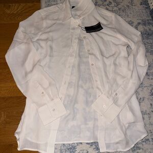 Banana Republic Sheer White Button-Up Shirt